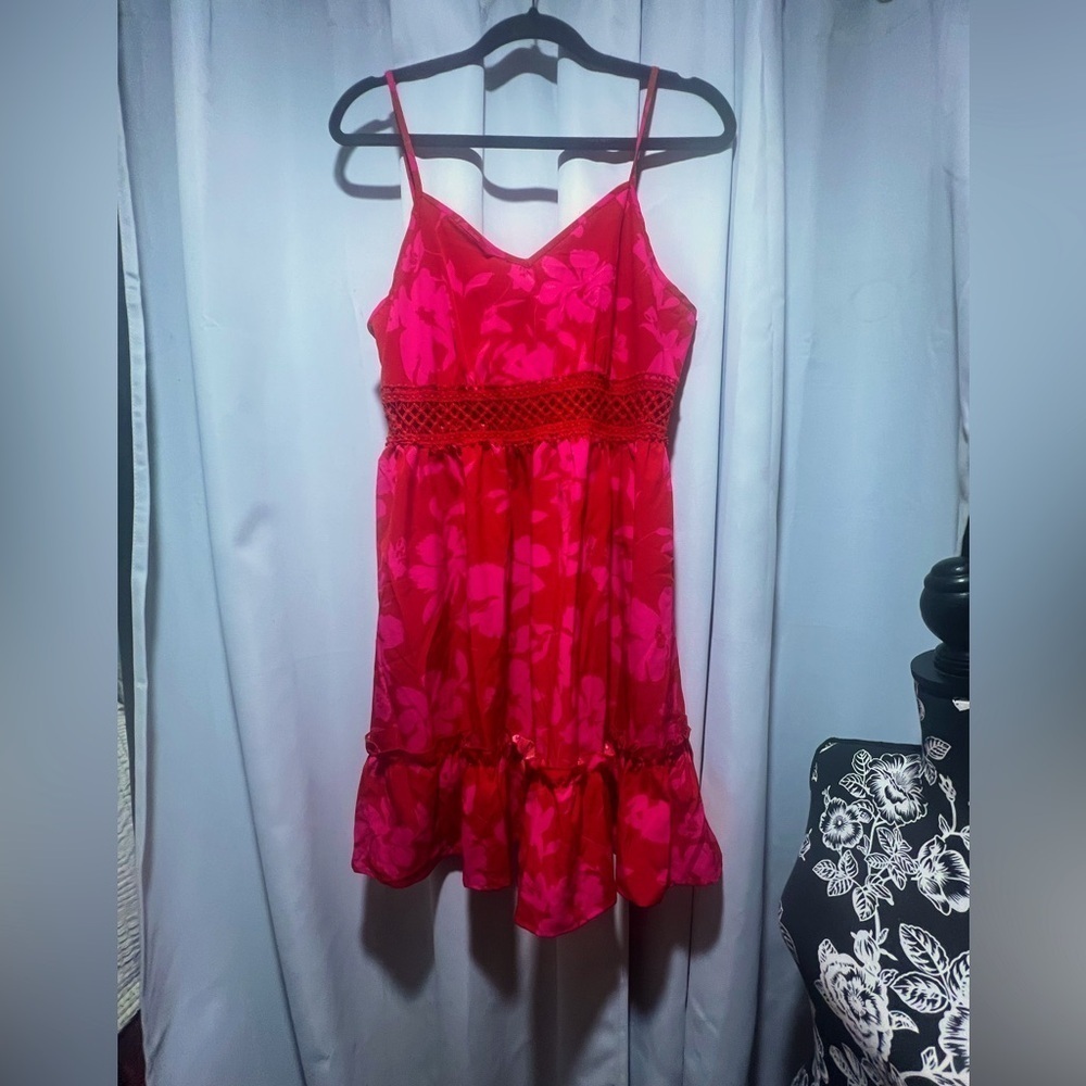 SHEIN Pink and Red Floral Dress NWT Large - Picture 2 of 5